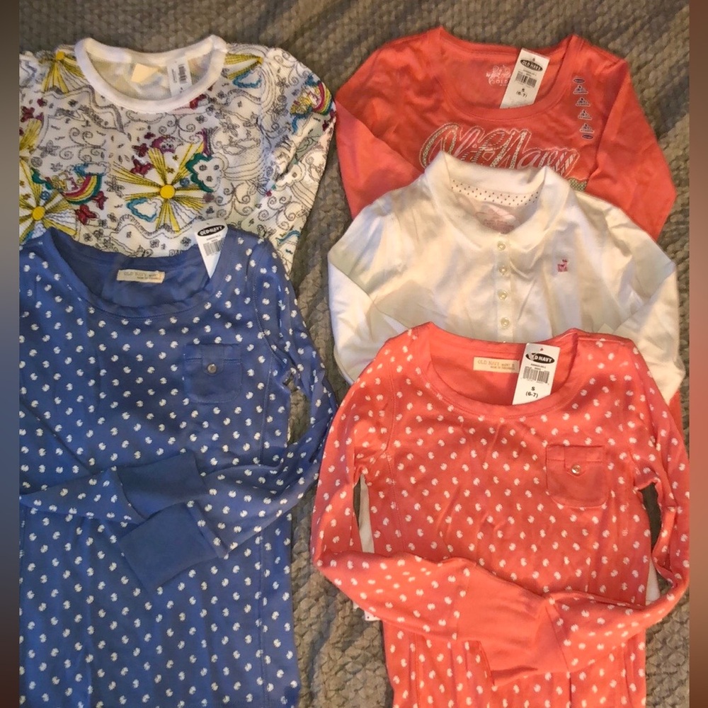 NWT Old Navy Girls 5 Piece Shirt Lot Size Small 6/7
